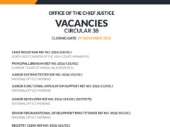 Office of the Chief Justice Vacancies 2026: Circular 38 of 2026