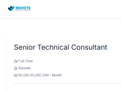 Senior Technical Consultant Job in South Africa 2026 | Remote Recruitment | R80,000–R85,000 per Month