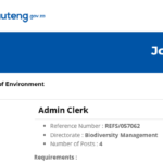 Department of Environment: Admin Clerk Vacancy (X4 Posts) Available – Grade 12 certificate required