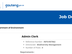 Department of Environment: Admin Clerk Vacancy (X4 Posts) Available – Grade 12 certificate required