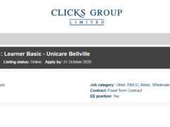 Clicks Group Limited: Pharmacy Assistant Learnership Programme – Grade 12 required
