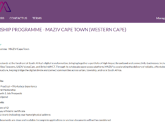 Maziv Learnership Programme Availabe in Cape Town – Grade 12 required