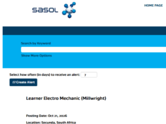 Sasol: Electro Mechanic (Millwright) Learnership Programme 2026/2027